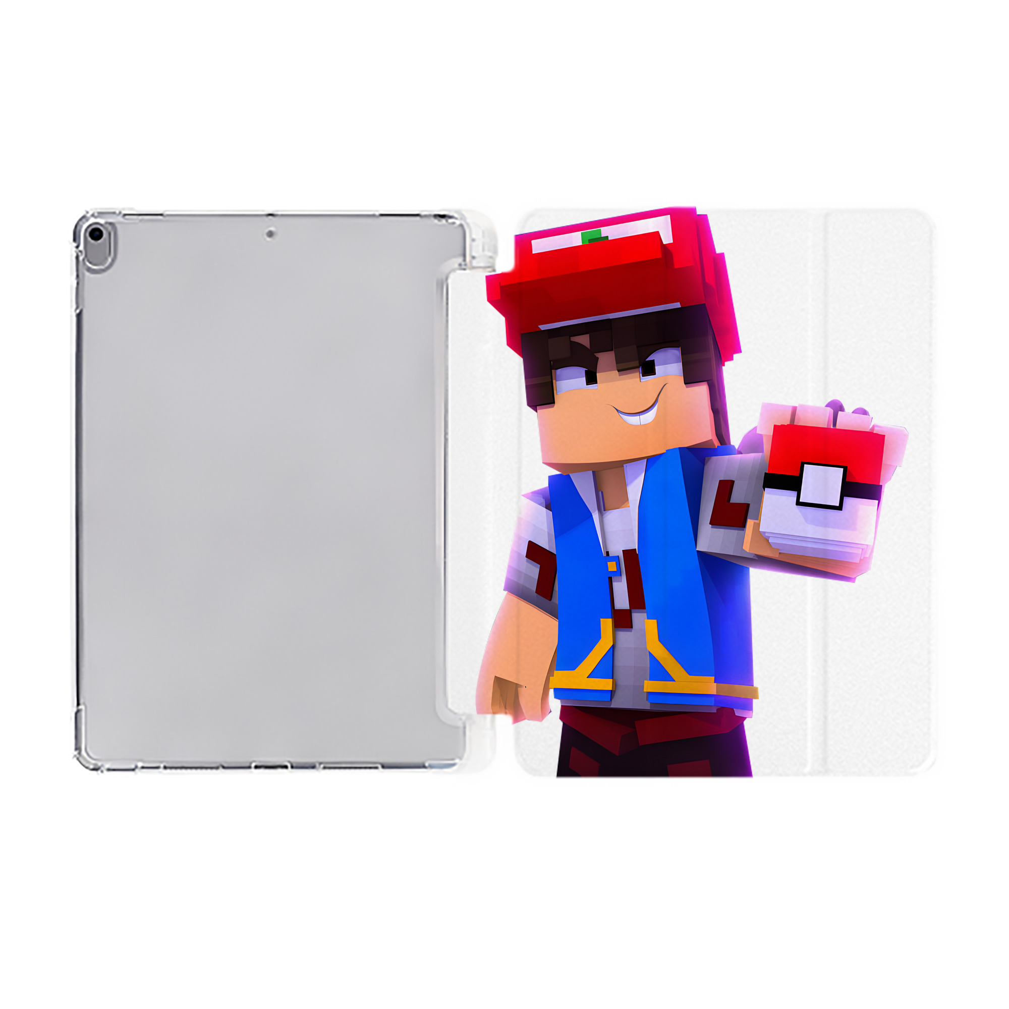 （画像用） マインクラフト ブロックの世界 Minecraft MC Block world IPad ケース ペン収納付き 三つ折りスタンド PUレザー×シリコン 対応機種9.5/10.5/10.9インチ